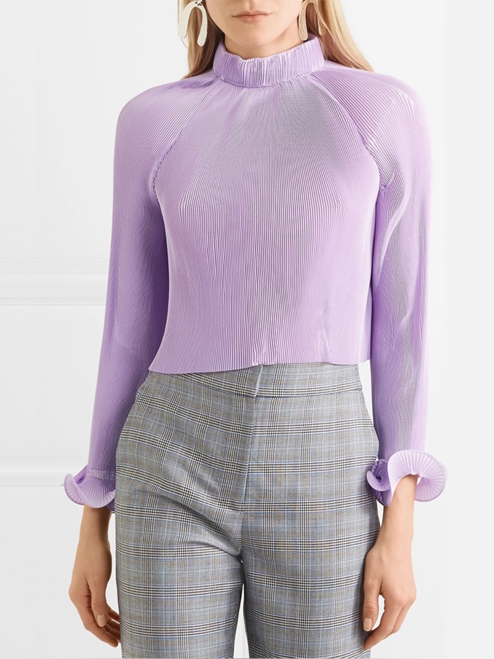 Tibi Pleated Crop Top Purple Small